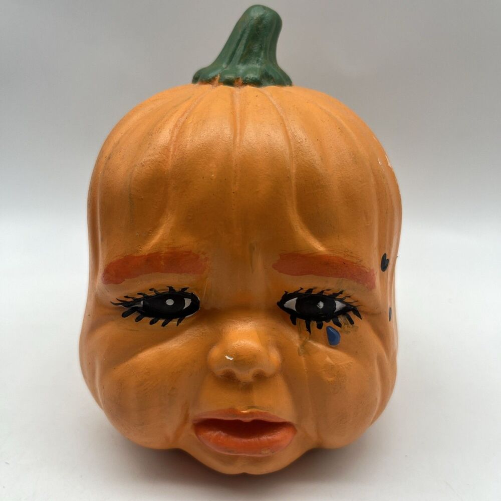 VINTAGE! Unique & Unusual Ceramic Crying Baby Pumpkin Head